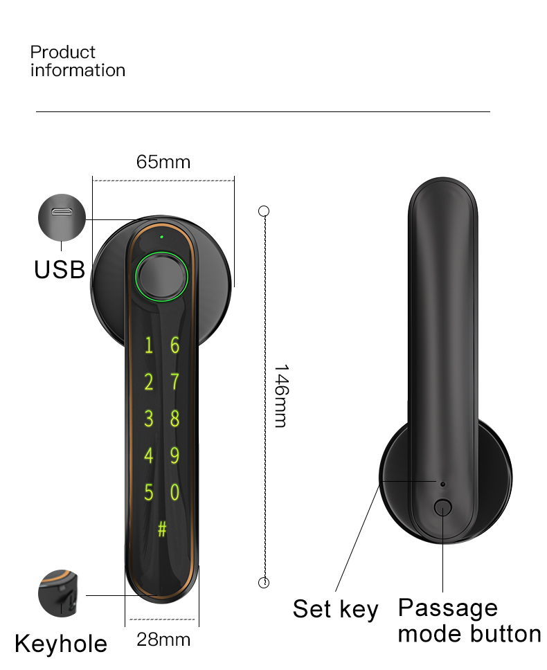 Tuya D8 Smart Finger Print  Deadbolt Door Handle Lock Best for Home and Hotel